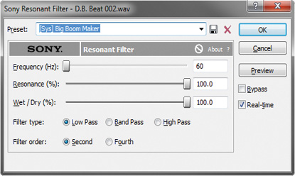 Resonant filter plug-in
